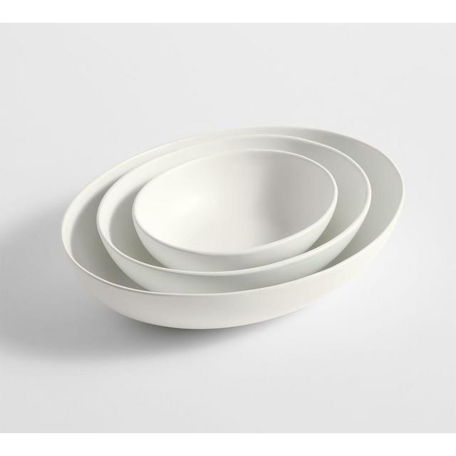 Mason Stoneware Oval Nesting Serving Bowls, Set of 3 - True White