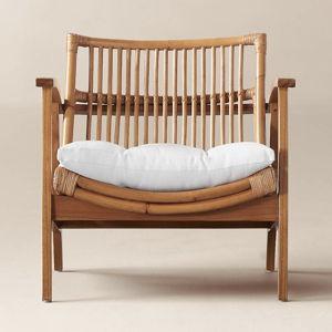 Noelie Rattan Lounge Chair with White Cushion