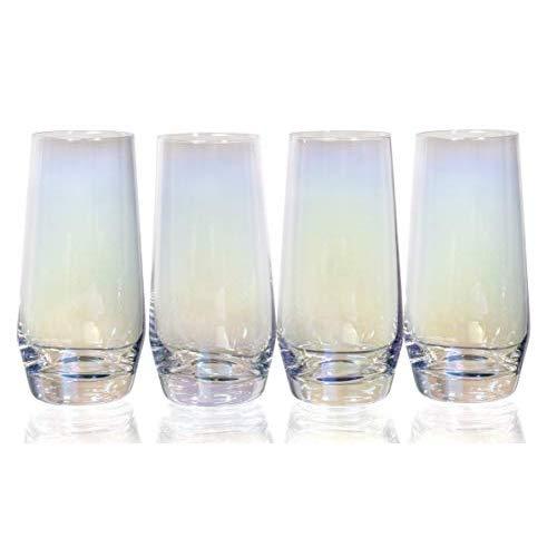 Iris Iridescent Glass Water Glasses - Set of 4, 17.5 Ounce