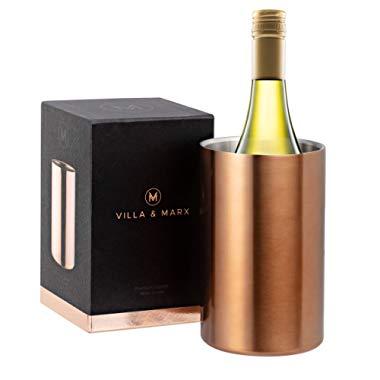 Villa & Marx Wine Bottle Chiller - Elegant Copper Finish - Double Walled, Insulated Wine/Champagne Bucket, Fits And Cools All Bottles