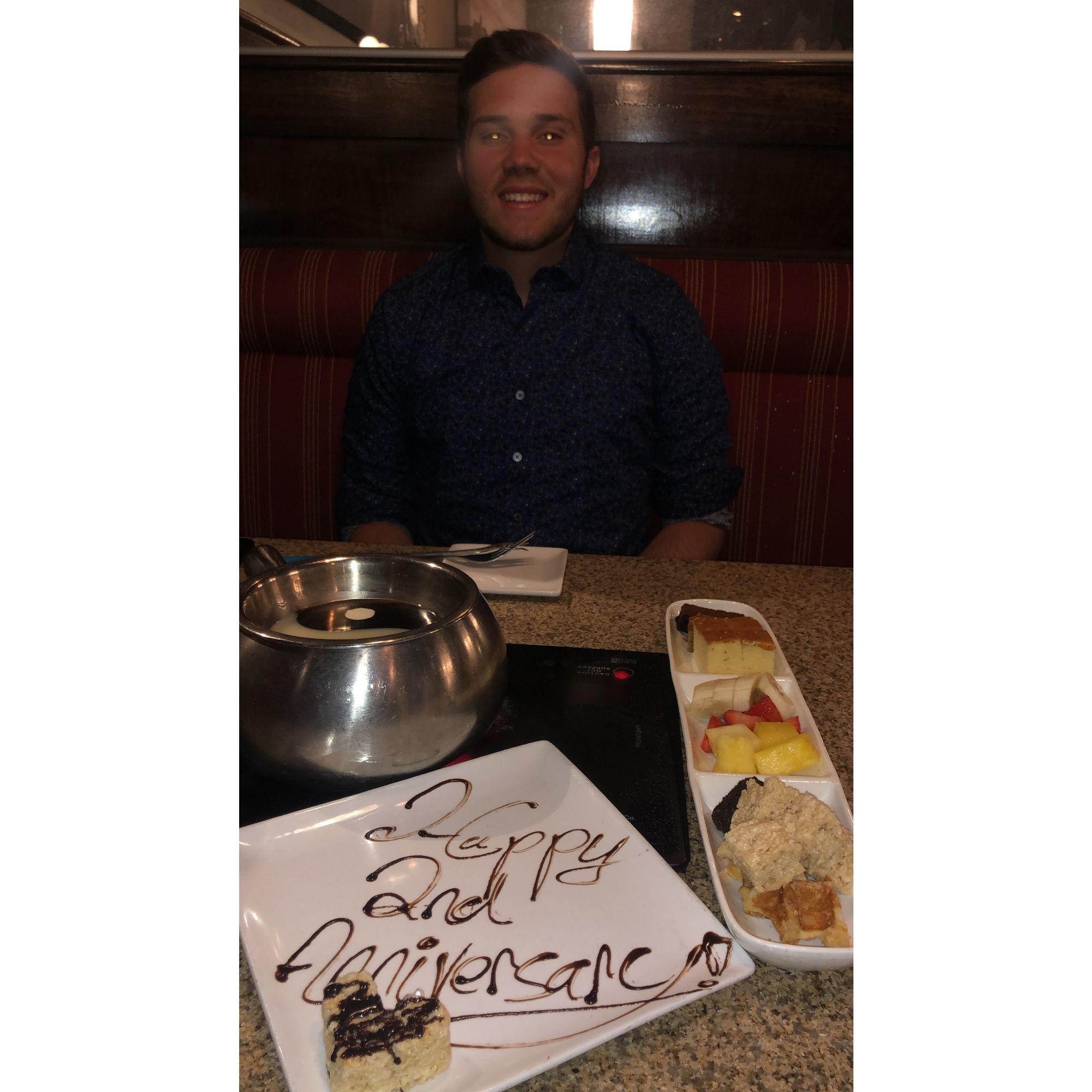 Celebrating their 2 years at The Melting Pot
