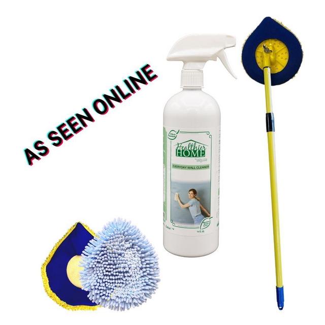 5 Minute CleanWalls Bundle (CleanWalls Tool, Spray, & Baseboard Duster) - Healthier Home Products