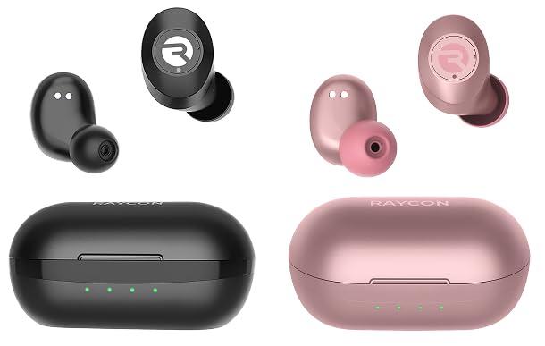 Raycon Everyday Earbuds Classic 2X Earbuds Bundle (Black & Rose Gold) - Stereo Sound, Active Noise Canceling, in-Ear Bluetooth Headset True Wireless 32 Hours Playtime