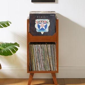 Crosley Furniture Asheville Small Record Storage Stand in Walnut