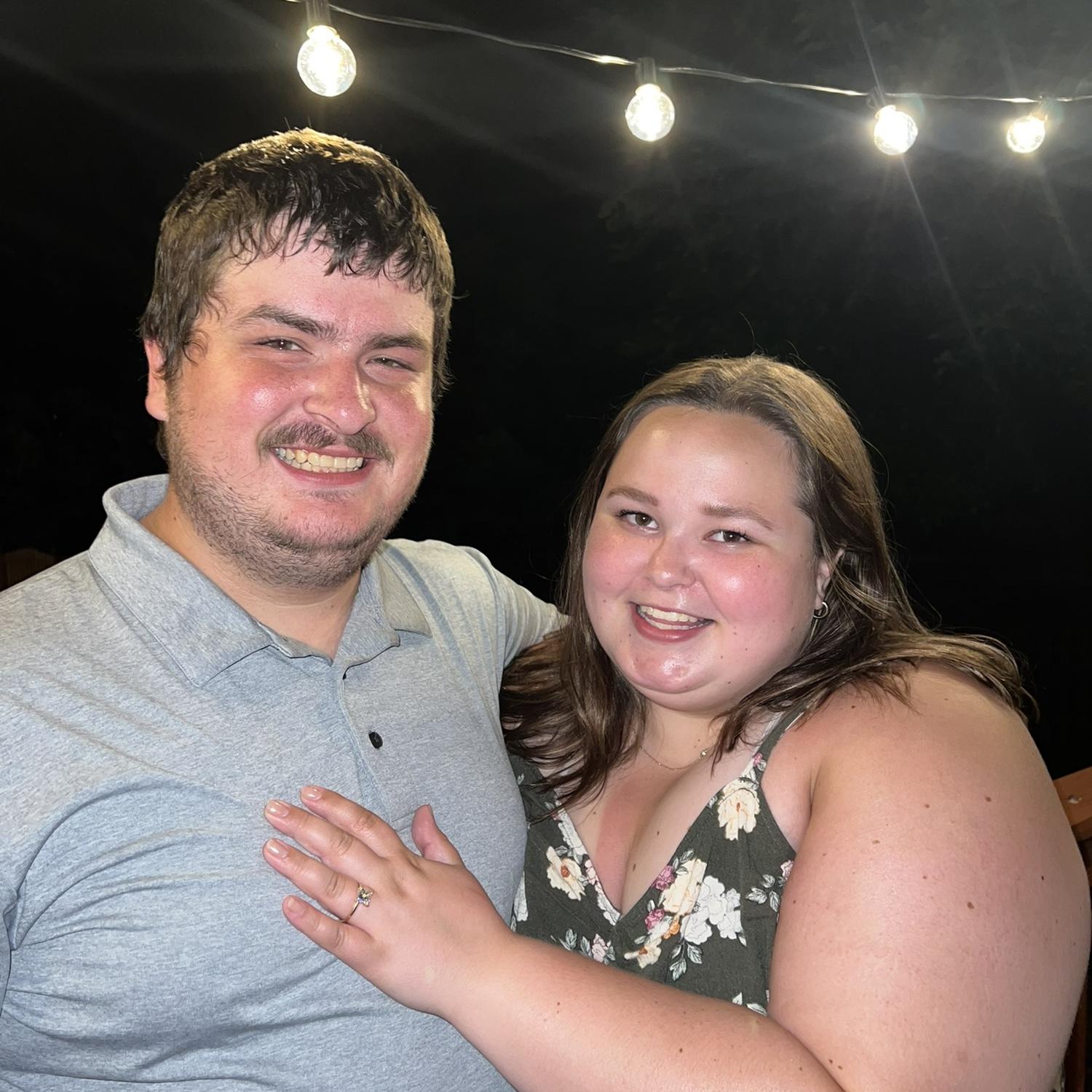 Maddy and Cole celebrated their engagement with their close friends in their backyard just two days after. Maddy (and all their friends) thought they were planning a Fourth of July party instead!