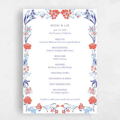 Red Boho Wedding Program - Starflower