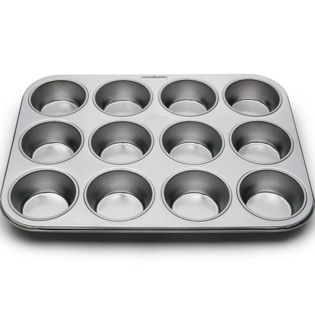Fox Run 12-Cup Muffin Stainless Steel Baking Pans, 10.5 x 13.75 x 1.25 inches