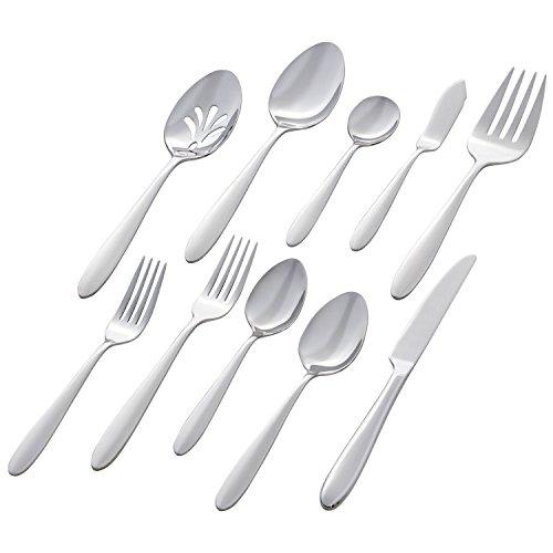 Stone & Beam Traditional Stainless Steel Flatware Set Silverware, Service for 8, 45-Piece, Silver with Round Trim