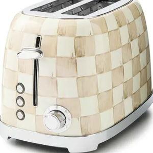 MACKENZIE-CHILDS 2-Slice Toaster, Decorative Toaster for Kitchen, Brown-and-White Mocha Check