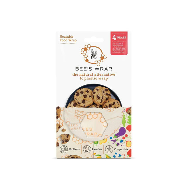 Bee's Wrap Value Pack Reusable Beeswax Food Compostable Wraps - 4pk
