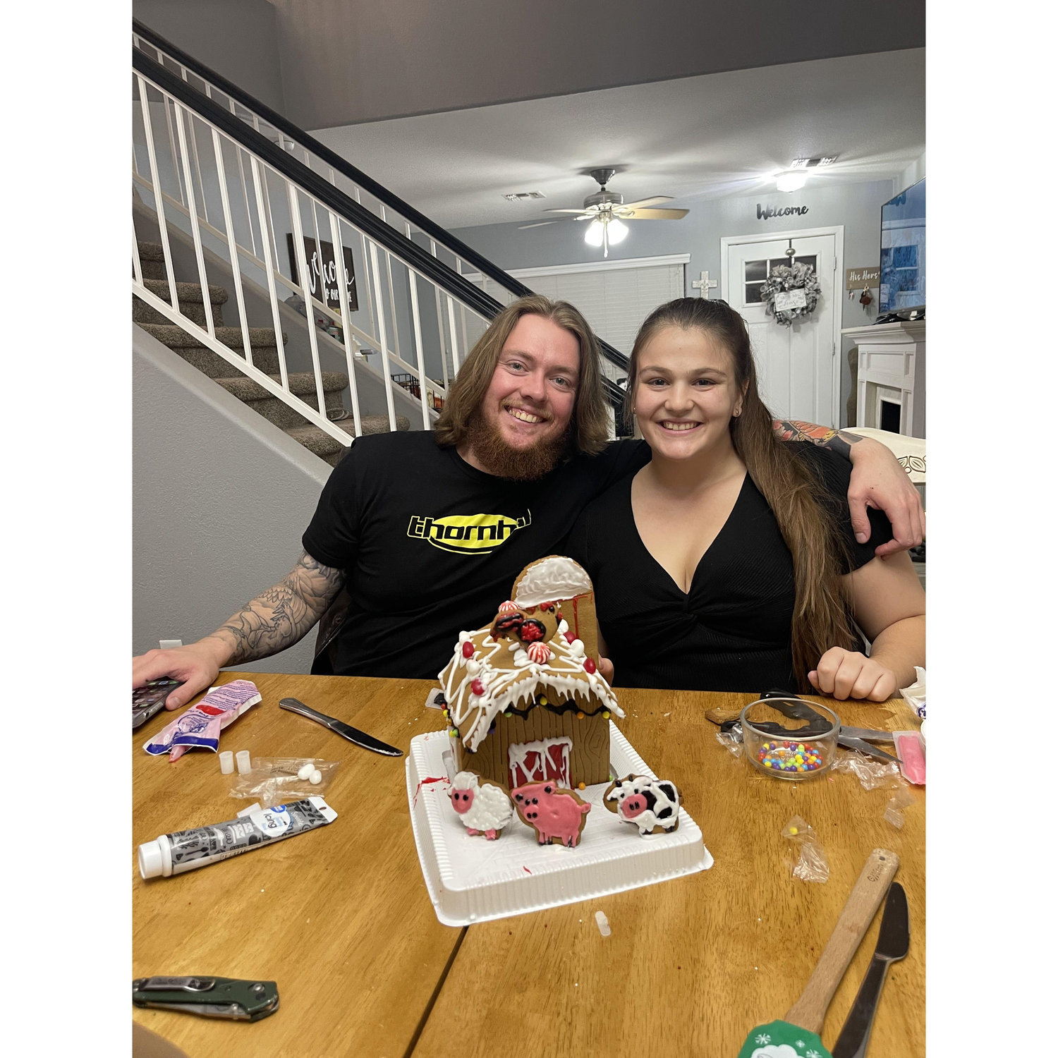 Making ginger bread houses for Christmas.