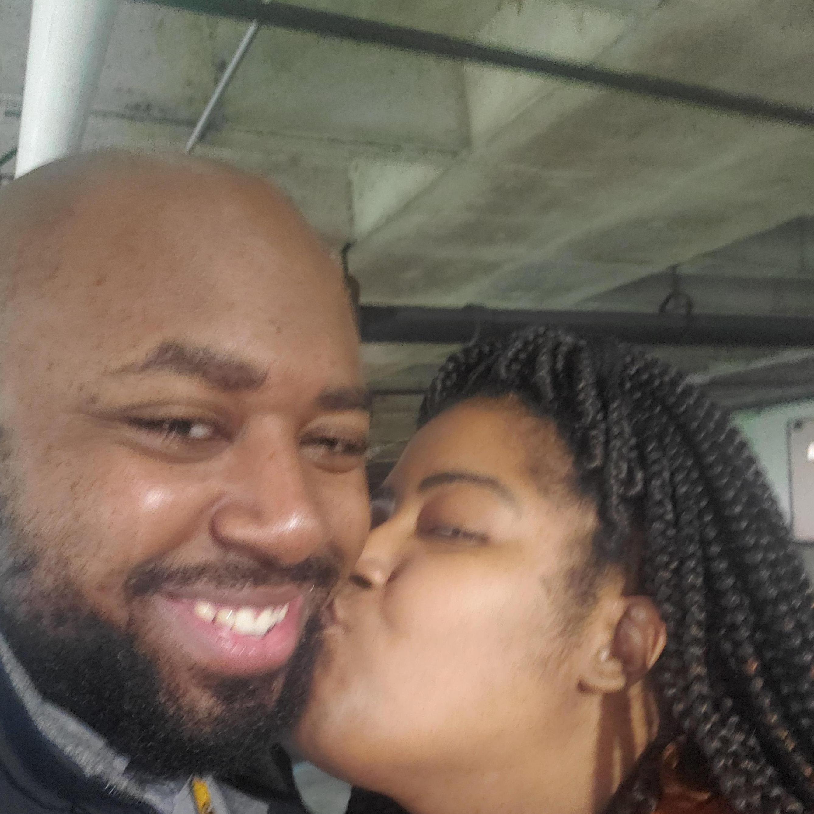 Heading to work. Kisses for the most amazing man in the world.
