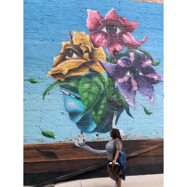 Nicole's view of Sherree at a random yet beautiful Mural in Chicago snapped before brunch.
