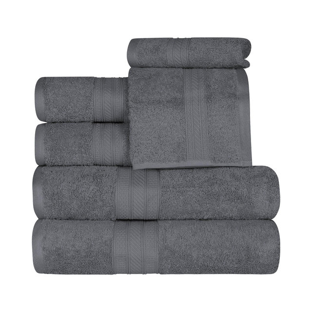 Classic Plush Absorbent 6-Piece Towel Set, Gray - Blue Nile Mills