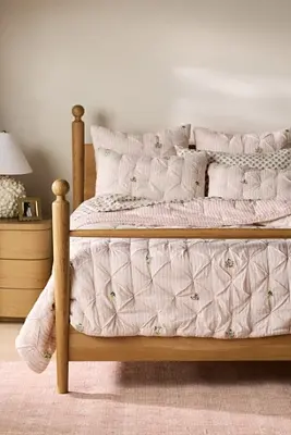 Emilia Cotton Voile Floral Icon Embroidered Quilt