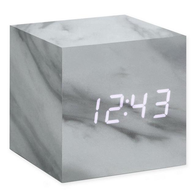 Gingko® Cube Click Alarm Clock in Marble