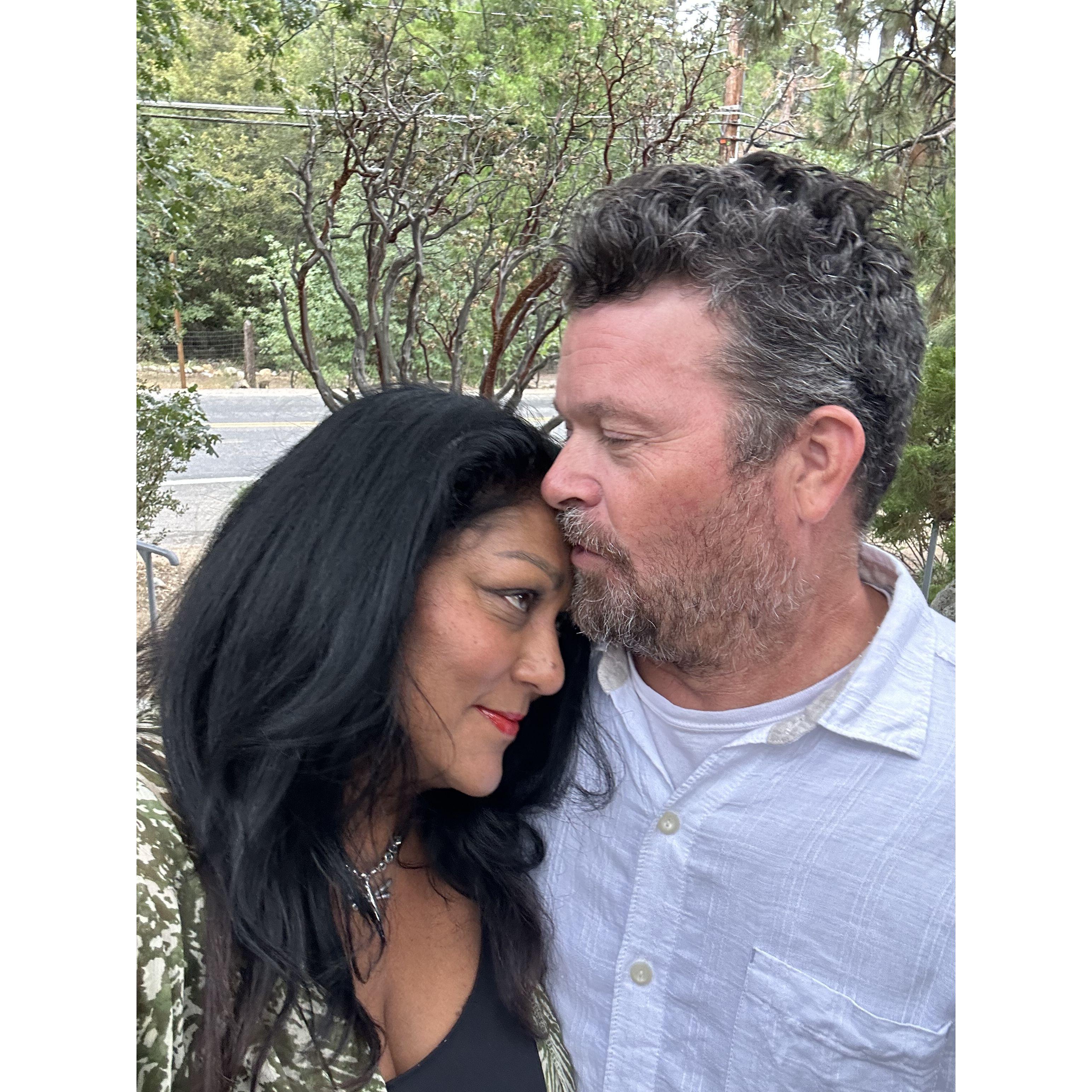 First anniversary of being together, up in the mountains in Idyllwild. We did not let the hurricane stop us.