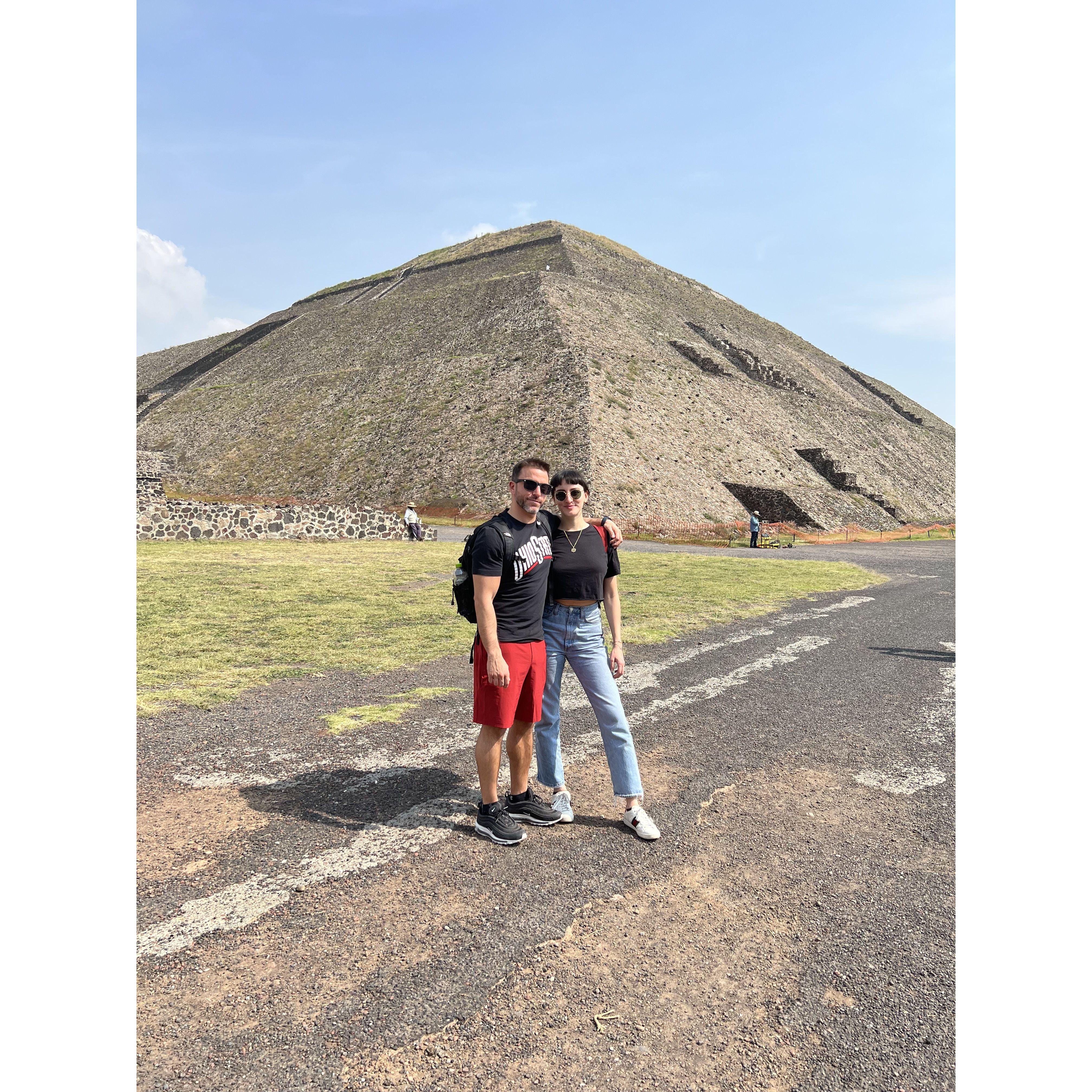 Visiting Teotihuacan in Mexico. Our first international trip together.