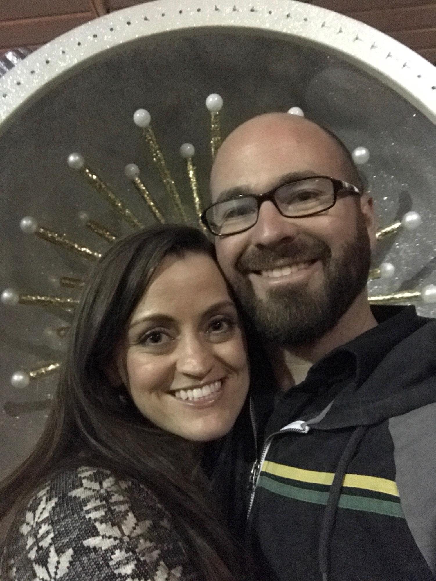 Our first photo together on a date walking around the Arts District in Dallas!