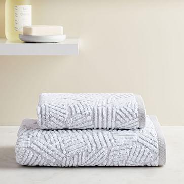 Organic Dashed Lines Sculpted Towels - Gray Sky HAND TOWELS