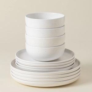 12-Piece Dinnerware Set with Bowl Pacifica, Casafina by COSTA NOVA - Salt White