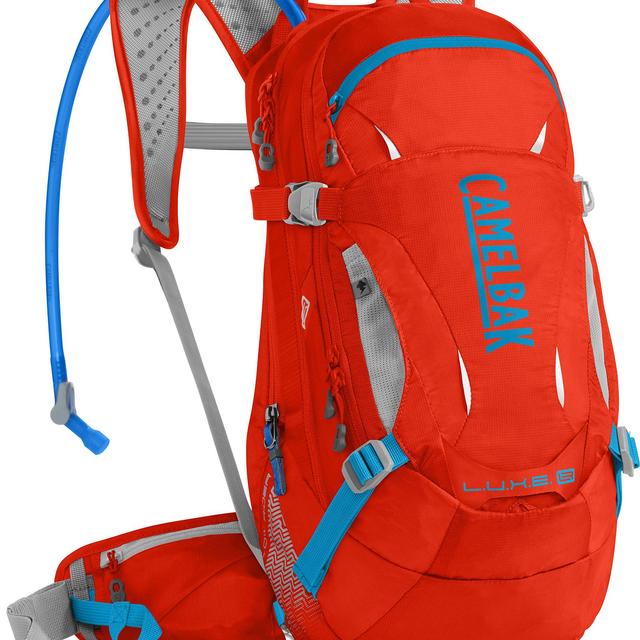 CamelBak L.U.X.E. Hydration Pack, Cherry Tomato/Atomic Blue
