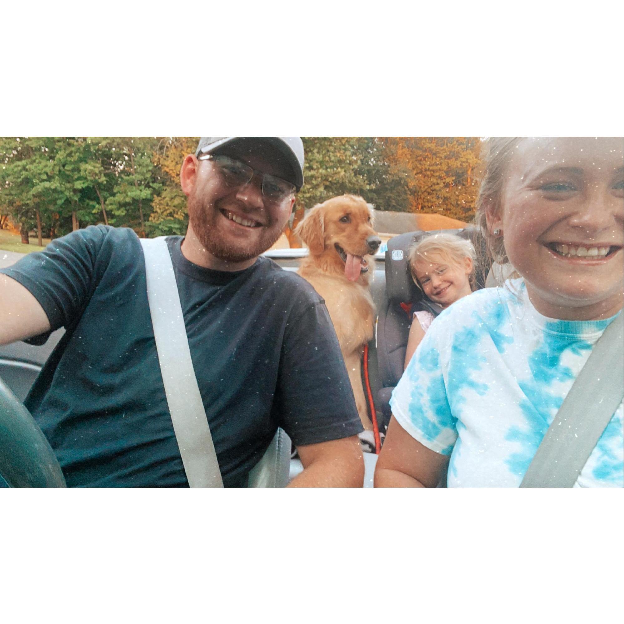 Summer convertible rides as a family.