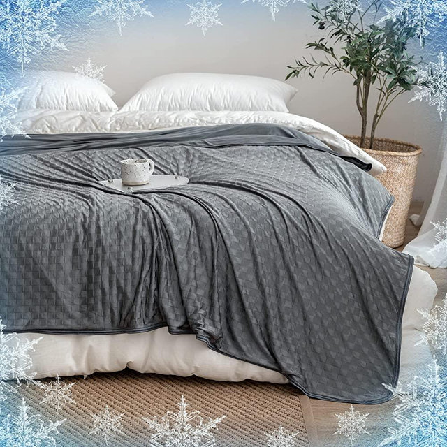 AmyHomie Cooling Blanket King Size, Summer Blankets with Double Sided Cold Effect Transfers Heat to Keep You Cool, Breathable Lightweight Blankets for Hot Sleepers(Dark Gray Checkered, 90×108in)