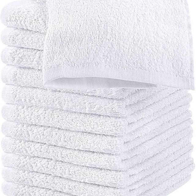 Utopia Towels Cotton Washcloths Set - 100% Ring Spun Cotton, Premium Quality Flannel Face Cloths, Highly Absorbent and Soft Feel Fingertip Towels (12 Pack, White)