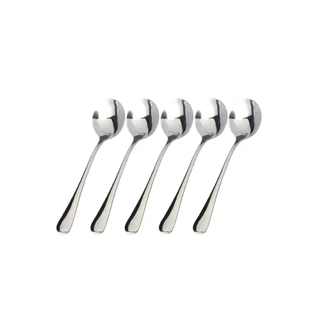 Unique Bargains Stainless Steel Tableware Straight Handle 7" Long Soup Spoons Silver Tone 5 Pcs