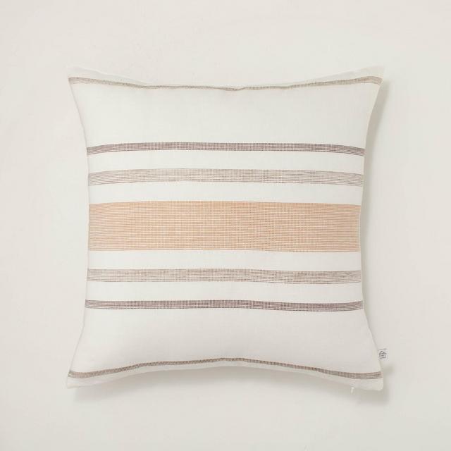 18" x 18" Large Center Stripe Square Throw Pillow Brown - Hearth & Hand™ with Magnolia