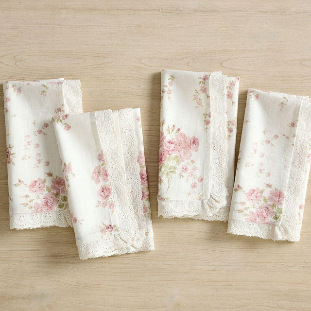 LoveShackFancy Pink Rose Cotton Napkins, Set of 4