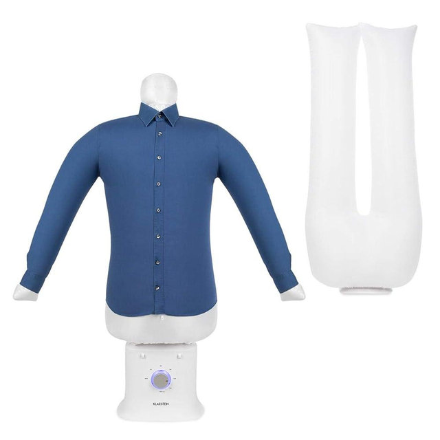 Klarstein ShirtButler Deluxe Automatic Drying and Ironing Device, 2-in-1: Drying and Ironing, 1250 W Safety Heater, HotAir Tension Technology, Timer: 0-180 min. Material: Oxford Nylon, White