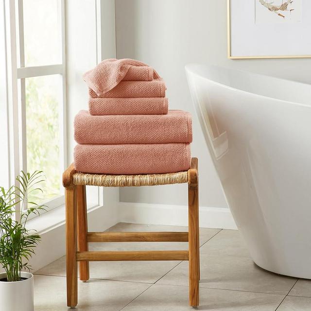 Pink Bath Towels - 100% Cotton 6 Piece Towel Set - 2 Bath Towels, 2 Hand Towels, 2 Washcloths - Absorbent, Quick-Drying, Durable Towels for Bathroom Decor - Low-Twist, Two-Ply Fibers (Dusty Rose)