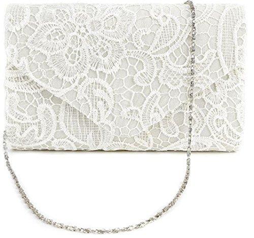 Nodykka Wedding Pleated Floral Lace Clutches Bag Evening Cross Body Handbags Purse