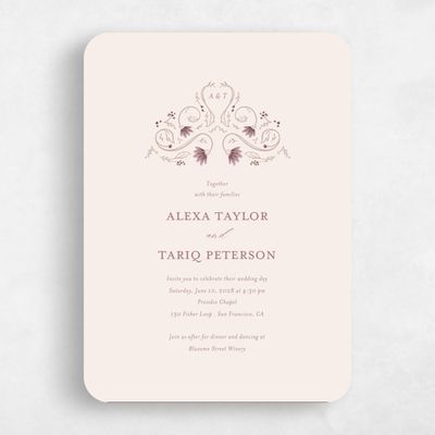 Beige Rounded Wedding Invitation - Sabriel Classic