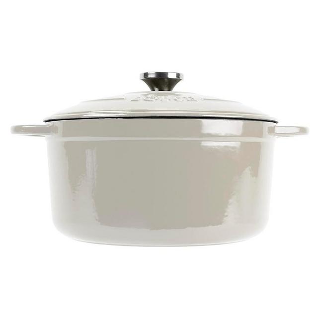 Lodge 6.5 Quart Enameled Cast Iron Dutch Oven with Lid – Dual Handles – Oven Safe up to 500° F or on Stovetop - Use to Marinate, Cook, Bake, Refrigerate and Serve – Oyster
