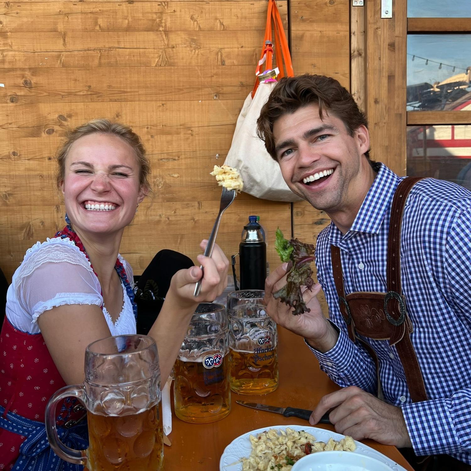 Eating spaetzle (rachel’s favorite food) at Oktoberfest!!!