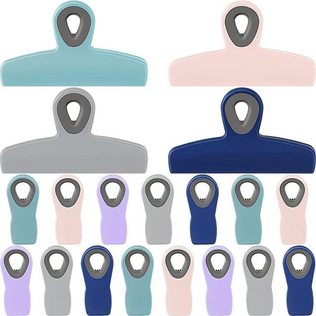 19 Pieces Chip Bags Clips for Food Packages Refrigerator Magnetic Chip Clips Assorted Colors Food Clips Food Storage Clips for Snacks Food Kitchen Office, 4 Large and 15 Small