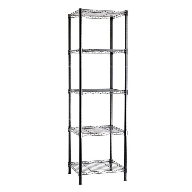 Amazon Basics 5-Shelf Tower Adjustable Storage Shelving Unit, Black, 16" D x 16" W x 54" H