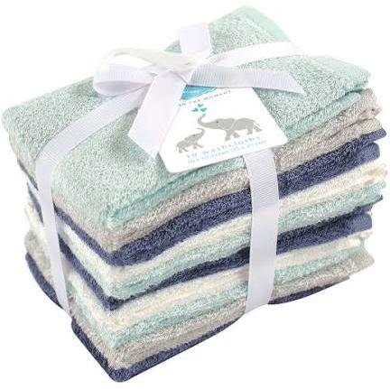 Little Treasures 10-Pack Luxurious Washcloths in Blue/Grey