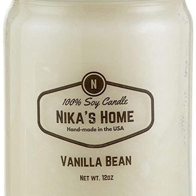 Nika's Home Vanilla Bean 12oz Mason Soy Candle