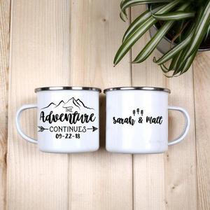 Wedding Favors Camp Mugs Mountain Wedding Camping Mug Personalized Wedding Mugs Enamel Mug Custom Wedding Gift Mountain Range // ONE Mug
