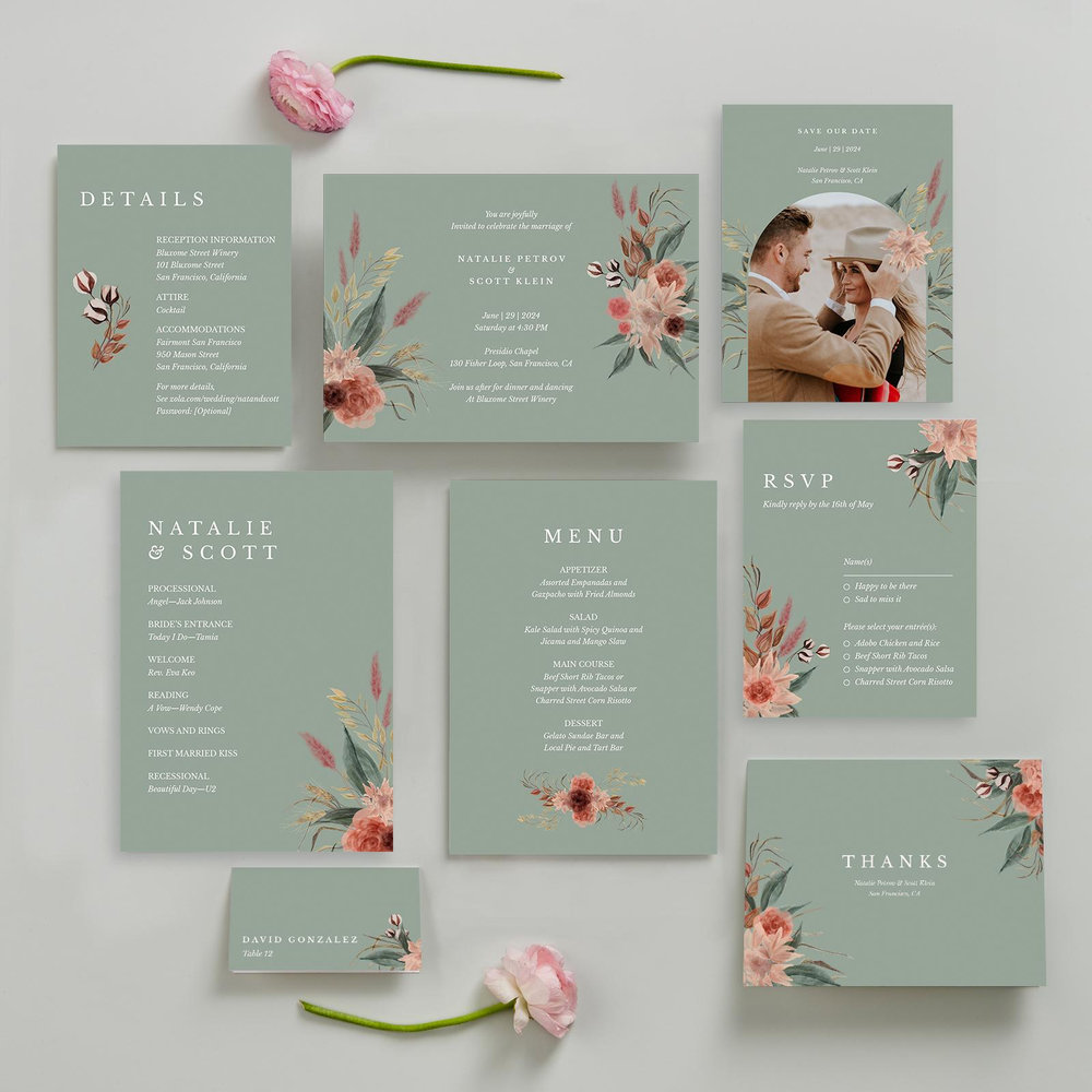 Monahan Landscape | Sage | Zola Wedding Invitations