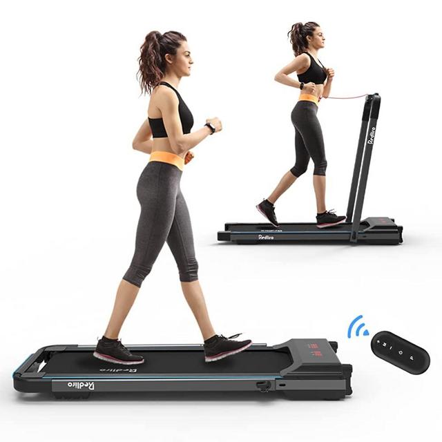 REDLIRO Under Desk Treadmill 2 in 1 Walking Machine Portable Space Saving Fitness Motorized Folding Treadmill Electric for Home Office Workout Indoor Exercise Machine Physical Training