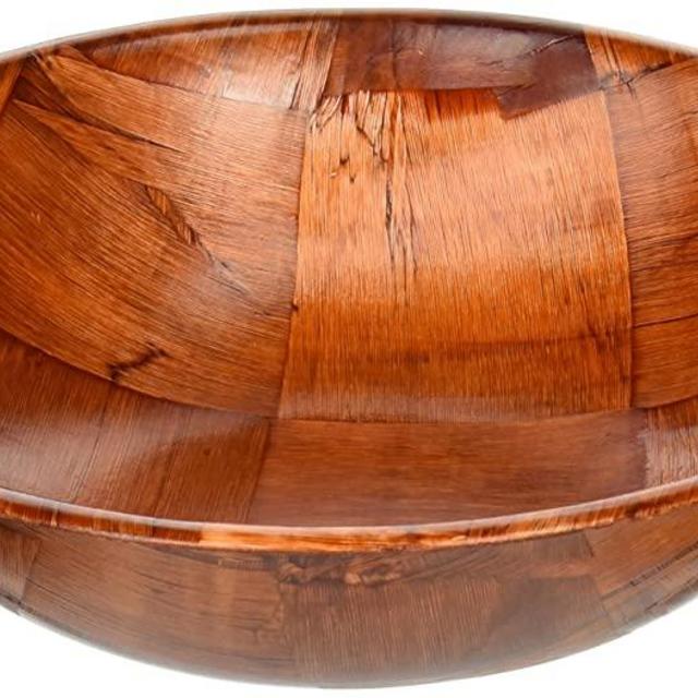 Winco WWB-10 Wooden Woven Salad Bowl, 10-Inch, Brown