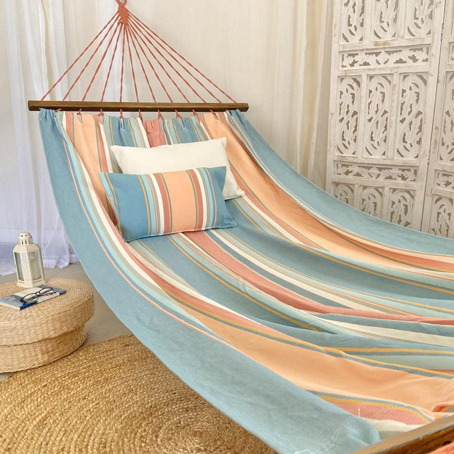 Garden Hammock, Pink Hammock with spreader bars, Hammock Outdoor Patio, Beach Hammock, Fabric Cotton hammock, Large Wide Hammock