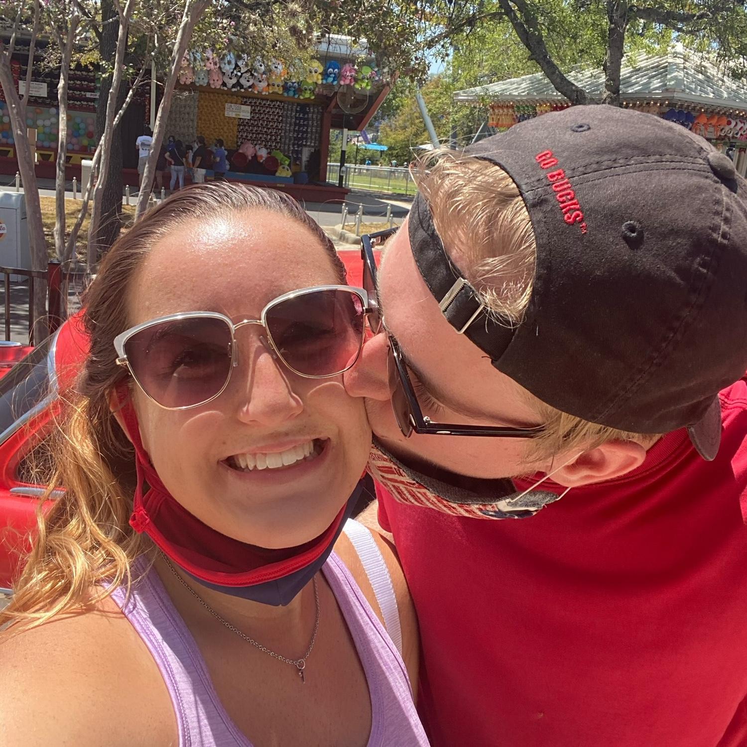 Celebrating our 3rd anniversary at Fiesta Texas!