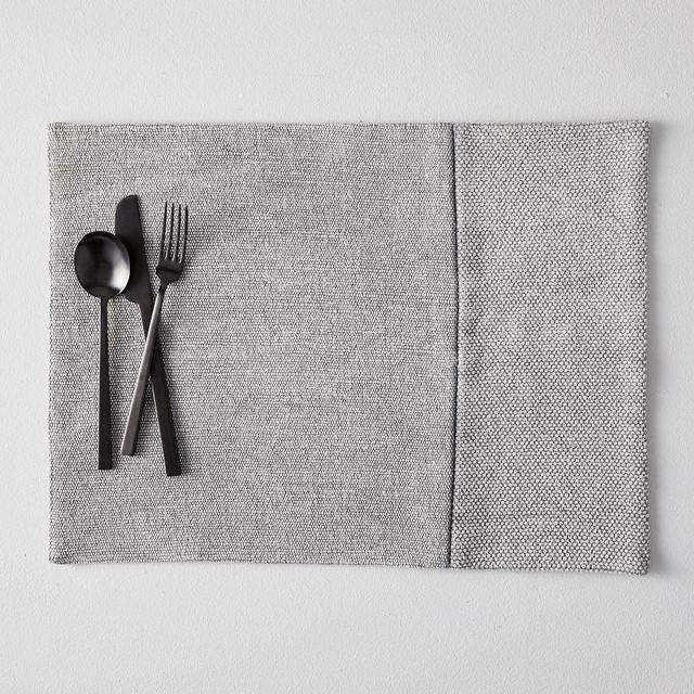Cotton Canvas Placemat, Set of 2 , Platinum