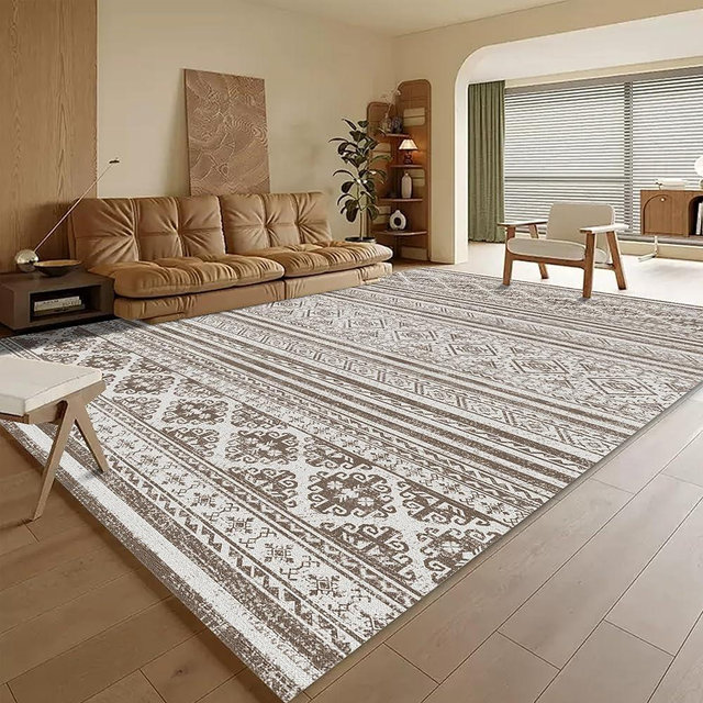 RUGSURE Washable Area Rugs 4' x 6' - 1/6 Thick - Moroccan-Inspired -Stain & Water Resistant Non-Slip - Resistant Rug for Living Room, Bedroom, Nursery, Pet & Child Friendly (Brown)